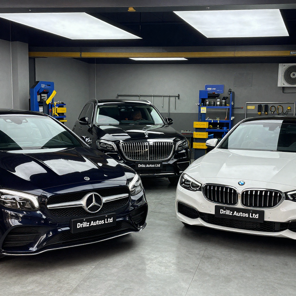 Freepik two luxury cars mercedes and bmw parked inside bus